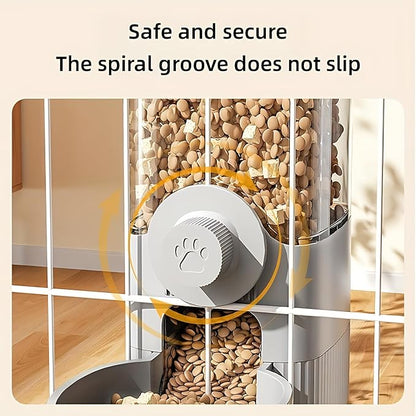 GPY Automatic Hanging Gravity Pet Feeder and Water Dispenser Set ，Automatic Dog Feeder and Dog Water Dispenser for Dogs Cats Pets Animals Large Capacity (Blue Water Feeder&amp;Food Feeder) (Grey)