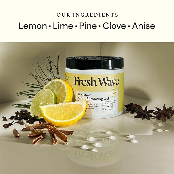 Fresh Wave Lemon Odor Removing Gel, 15 oz. | Odor Absorbers for Home | Safer Odor Relief | Natural Plant-Based Odor Eliminator | Every 15 oz. lasts 30-60 Days | For Cooking, Trash &amp; Pets