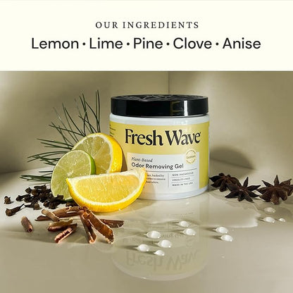 Fresh Wave Lemon Odor Removing Gel, 15 oz. | Odor Absorbers for Home | Safer Odor Relief | Natural Plant-Based Odor Eliminator | Every 15 oz. lasts 30-60 Days | For Cooking, Trash &amp; Pets