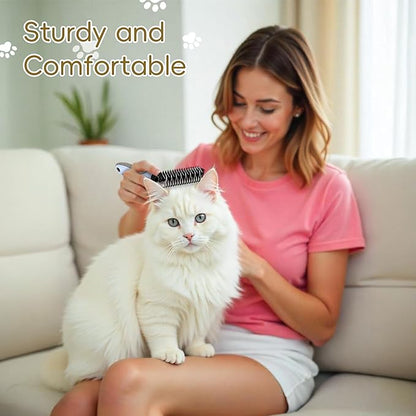 Upgraded Cat &amp; Dog Knotting Comb + Grooming Kit – Hidden Blade Safe Tangle Remover, Non-Slip Handle, Includes 4 Knotting Combs &amp; 1 Pet Grooming Brush