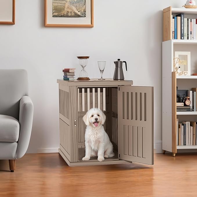 Dog House - Resin Outdoor Dog Kennel with Ventilated Design, Waterproof Dog Bed Shelter for Backyard, Garden &amp; Patio