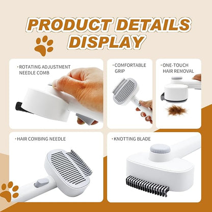 TemApex 2-in-1 Self Cleaning Shedding Brush &amp; Dematting Comb for Long Haired Cats and Dogs, Pet Grooming Deshedding Brush for Dog and Cat Removes Loose Fur &amp; Tangles