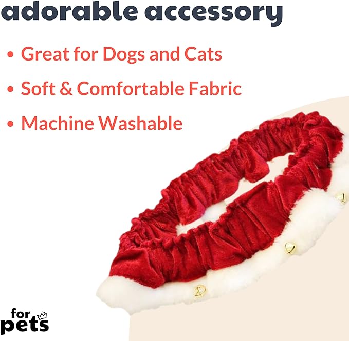 Huxley &amp; Kent Ruff Pet Scrunchy | Santa (Large) | Festive Christmas/Holiday Neckwear for Dogs/Cats | Fun Stretchable Costume Accessory | Soft Collar with Bells