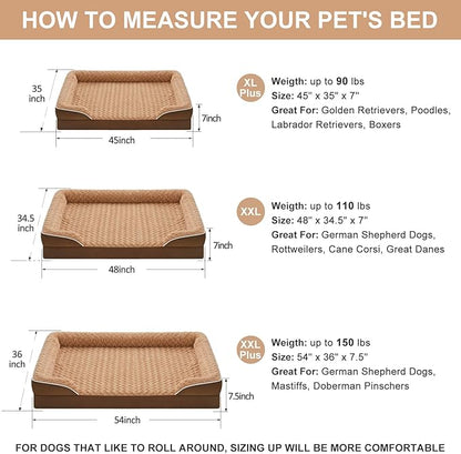 WNPETHOME Dog Beds for Large Sized Dogs, Washable Orthopedic Dog Couch Sofa Bed with Waterproof Lining &amp; Non-Skid Bottom for Pet Sleeping