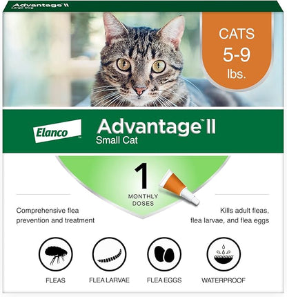 Advantage II Small Cat Vet-Recommended Flea Treatment &amp; Prevention | Cats 5-9 lbs. | 1-Month Supply