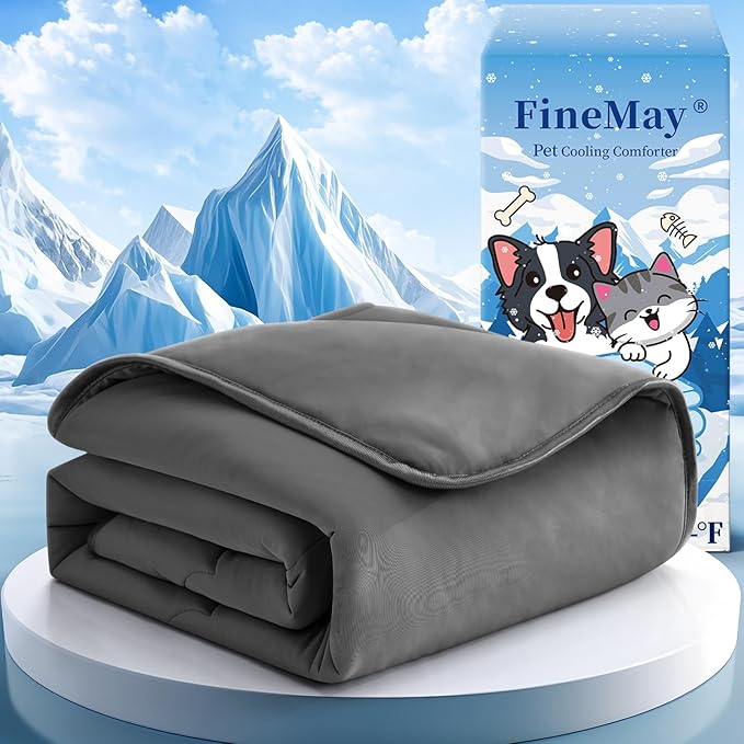 Cooling Blanket for Dogs, Lightweight &amp; Durable Dog Cooling Mat, Q-MAX>0.45 Soft Breathable Pets Comforter for Couch, Bed &amp; Car Essential - Dark Grey 30x40 Inches