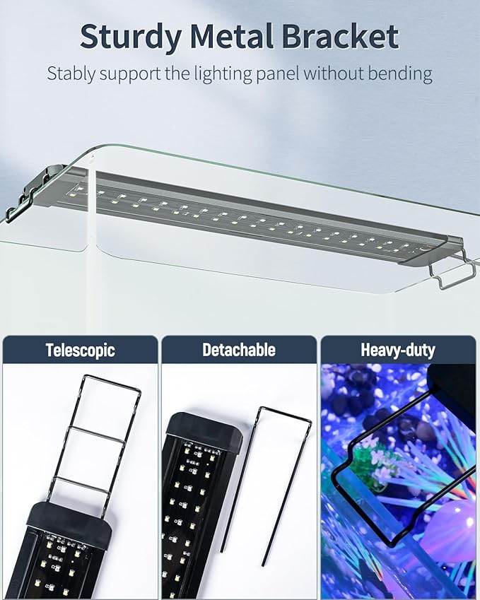 Pawfly 14W Aquarium LED Light for 18 to 24 Inch Fish Tanks Extendable Fish Tank Light with Full Spectrum Brilliant White Blue Red Lights with Daytime &amp; Night Modes and Adjustable Brightness