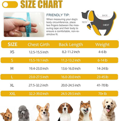 Recovery Suit for Dogs After Surgery, Professional Dog Surgical Suit for Female Spay, Male Neuter, E-Collar &amp; Cone Alternative Dog Onesie for Abdominal Wounds Skin Disease, Yellow, XS