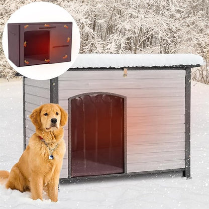 Aivituvin Dog House Outdoor with Insulated Liner, Weatherproof Dog House for Winter, Suitable for Small &amp; Medium &amp; Large Dogs with Unique All-Around Iron Frame(Off-White)