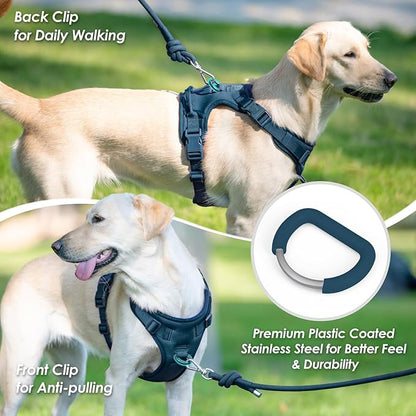 No Pull Dog Harness, Puppy Vest with Front Clip for Small Medium Large Sized Dog(Prussian Blue,M)