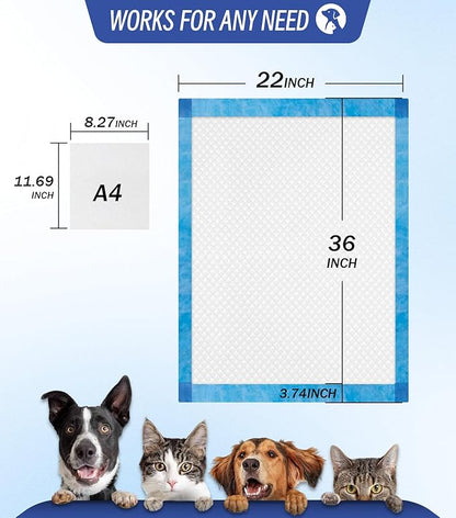 Large Puppy Pee Pads 22x36 Inch 100-Pack | Extra Absorbent Potty Training Pads for Dogs | Leakproof Quick-Dry &amp; Odor Blocking Pet Housebreaking Supplies