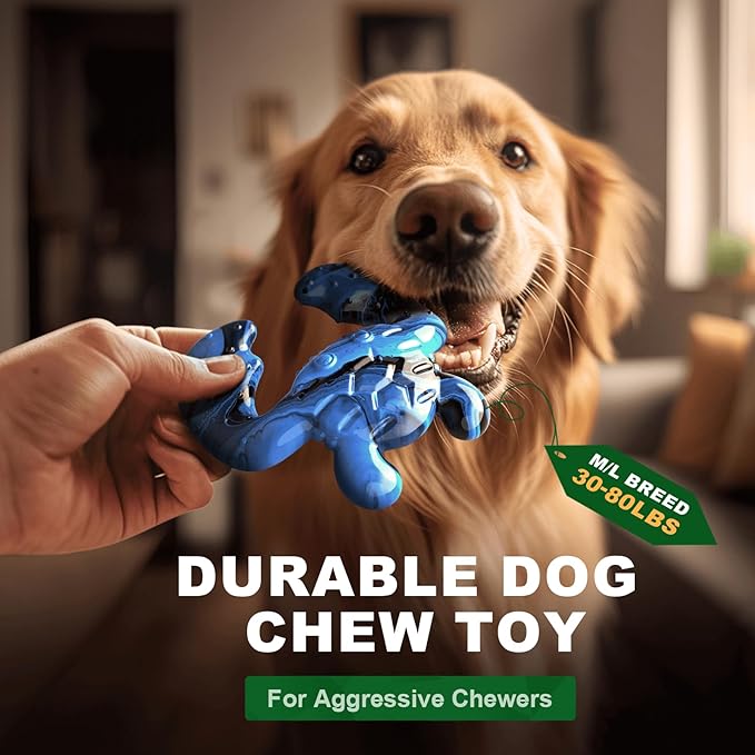 Dog Chew Toy for Aggressive Chewers – Tough Nylon Bone with Bacon Flavor for Pitbulls &amp; Large Dogs, Indoor Play for Teeth Cleaning &amp; Anxiety Relief