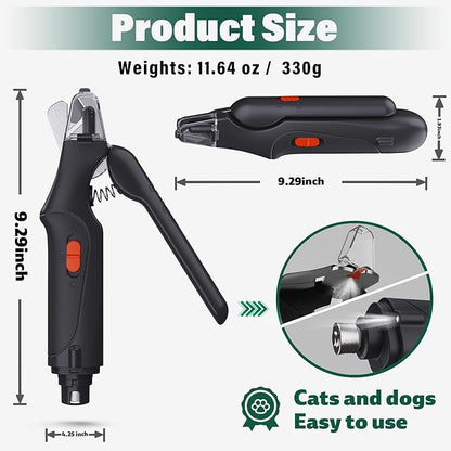 2-in-1 Dog Nail Clippers &amp; Cat Nail Clippers Trimmers for Large Medium Small Dogs Cats Claw Trimmer Quick Sensor and Safety Guard USB Rechargeable with 2 LED Lights Dogs Nail Trimmer