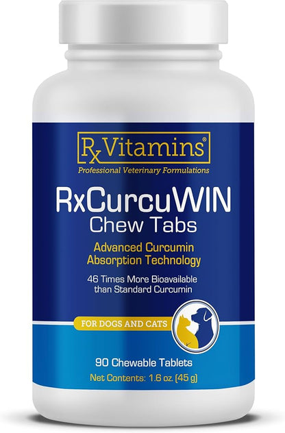 Rx Vitamins CurcuWIN - Curcumin for Dogs &amp; Cats - Vitamins and Supplements, Allergy Relief - Provides Immune Support &amp; Aids Digestive Support - Joint Supplement - 90ct