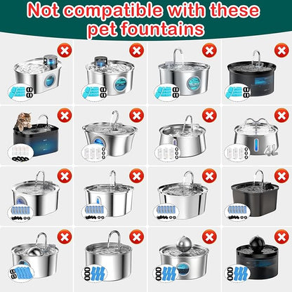 Cat Water Fountain Filters,Cat Fountain Replacement Filters for Stainless Steel 108oz/3.2L&amp;67oz/2L Adjustable Water Flow Pet Water Fountain,Dog Water Fountain (16+16 Pack)