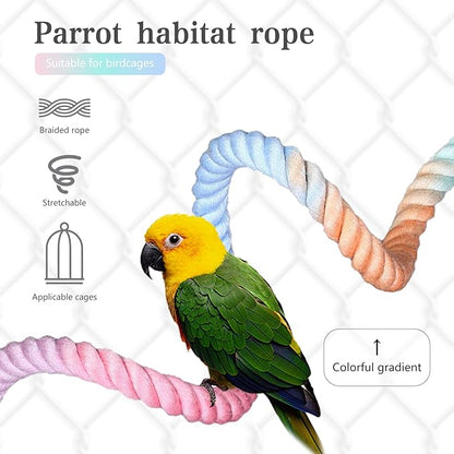 2pcs Gradient Colorful Bird Rope Perch Stand,Bird Cage Climbing Rope Toys Accessories,Bendable Climbing,Parakeet Lovebirds Cockatiels Budgies Play (15.7&
