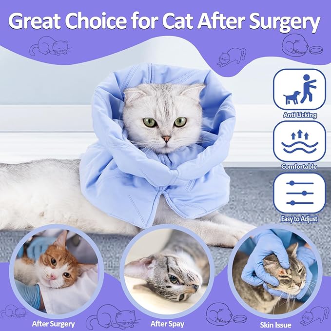 Soft Cat Cone Collar for Recovery - Adjustable, Lightweight Elizabethan Collar Alternative for Small Cats &amp; Kittens