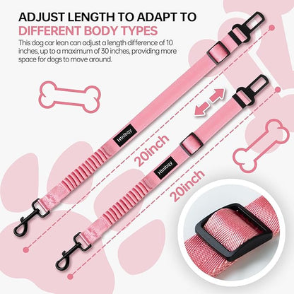 Thickened Dog Seat Belt for Car, 3 Pack Set Retractable Dog Car Adjustable Seatbelts for Vehicle Nylon Pet Safety Heavy Duty &amp; Elastic &amp; Durable Car Harness for Dogs, Light Pink