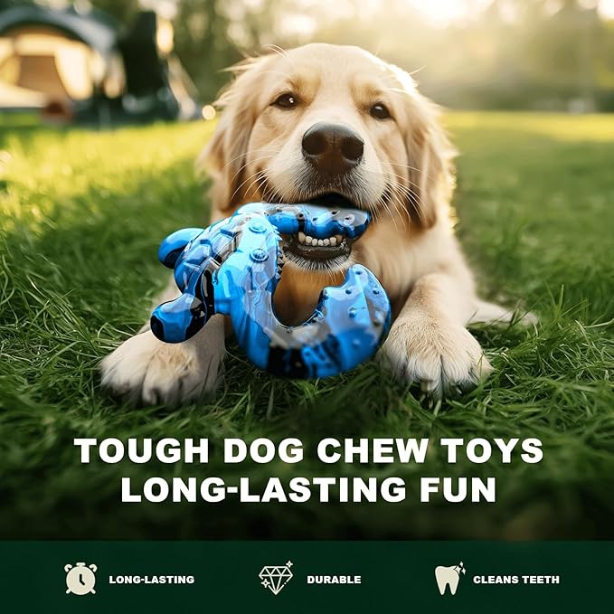 Dog Chew Toy for Aggressive Chewers – Tough Nylon Bone with Bacon Flavor for Pitbulls &amp; Large Dogs, Indoor Play for Teeth Cleaning &amp; Anxiety Relief