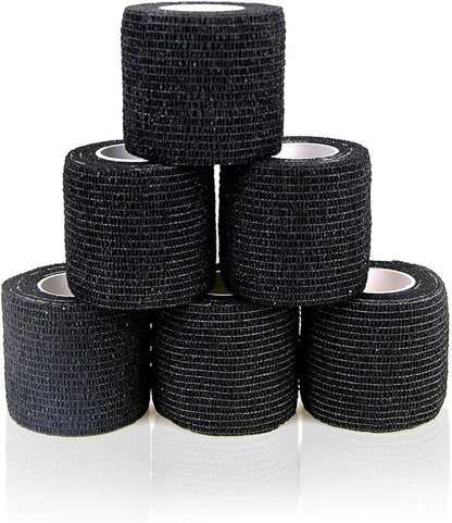 AUPCON Vet Wrap Cohesive Bandages Bulk Self Adhesive Bandage Wrap Self Adherent Wrap Non-Woven for Dogs Pet Animals &amp; Ankle Sprains &amp; Swelling 2 Inch x 5 Yards (2 Inch Black)