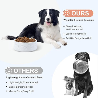 SPUNKYJUNKY Ceramic Dog Bowls 2 Pack, 7.3&