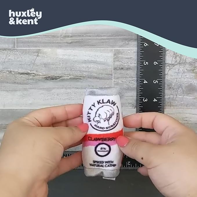 Huxley &amp; Kent Plush Cat Toy - Interactive Catnip Toy for Cats &amp; Kittens - Soft Kitty Toy with Crinkle &amp; Catnip - Fun Indoor Play Toy - Kitty Klaw Clawberry
