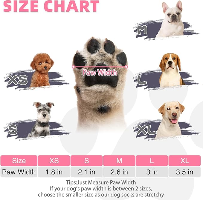 KOOLTAIL Dog Socks for Hot Pavement, Summer Breathable Dog Socks to Prevent Licking Paws, Non Slip Pet Boots &amp; Paw Protectors for Hardwood Floor,Grippy Shoes for Small Medium Large Senior Dogs,Pink L