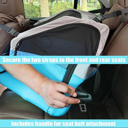 Large Portable Pet Crate for Car Travel, 24"x22"x25" Foldable Dog &amp; Cat Carrier with Secures Seatbelt &amp; Headrest Strap, Oxford Soft-Sided Pet Kennel with Removable Bed for Medium &amp; Large Pets