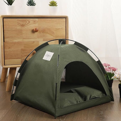 Cat Tent – Lightweight &amp; Breathable Waterproof Shelter Designed for Indoor/Outdoor Adventures, Giving Your pet Safe Outdoor Exploration Joy. (Olive Drab, 13.8×13.8 in)