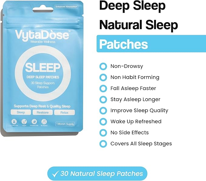 Natural DEEP Sleep Patches for Adults | 5X Extra Strength Sleep Patch: 8-Hour Time-Release Formula | Sleepy Stickers with Ashwagandha, Magnesium, Passionflower, Valerian Root, Lemon Balm &amp; Chamomile