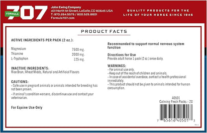Formula 707 Calming Equine Supplement, Daily Fresh Packs – Anxiety Relief and Enhanced Focus for Horses – L-Tryptophan, Thiamine &amp; Magnesium