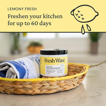 Fresh Wave Lemon Odor Removing Gel, 15 oz. | Odor Absorbers for Home | Safer Odor Relief | Natural Plant-Based Odor Eliminator | Every 15 oz. lasts 30-60 Days | For Cooking, Trash &amp; Pets