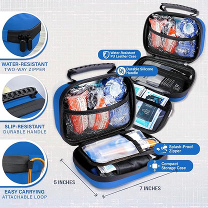 EVERLIT Pet Medic First Aid Kit | Vet-Approved Animal Care Kit with 95 Pcs Medical, Outdoor &amp; Emergency Supplies to Treat Dogs, Cats | Travel-Friendly Compact Bag for Home, Car and Travel (Blue)