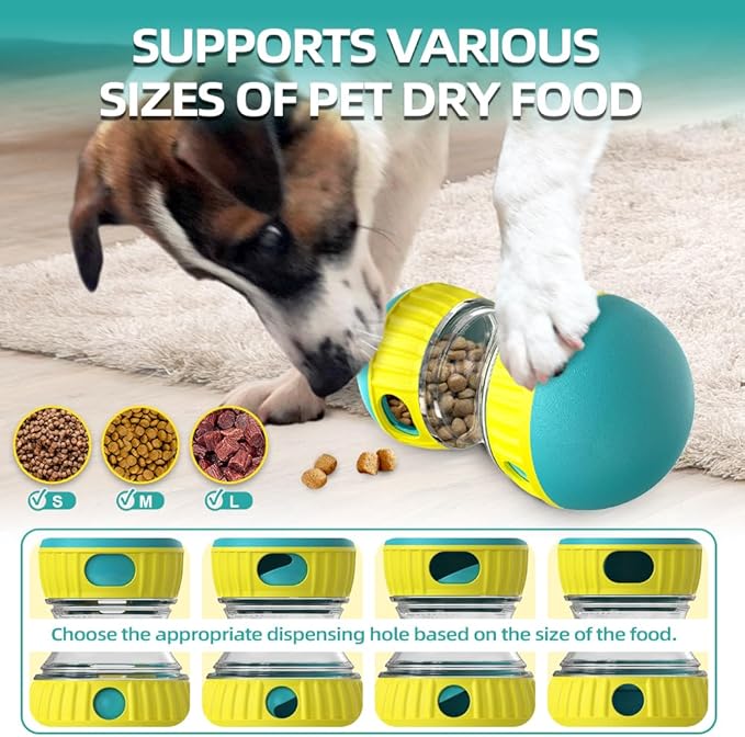 Dog Puzzle Toys, Rolling Treat Dispensing Ball, Brain Stimulation &amp; Slow Feeder, Dog Enrichment Toys to Keep Them Busy (Green)