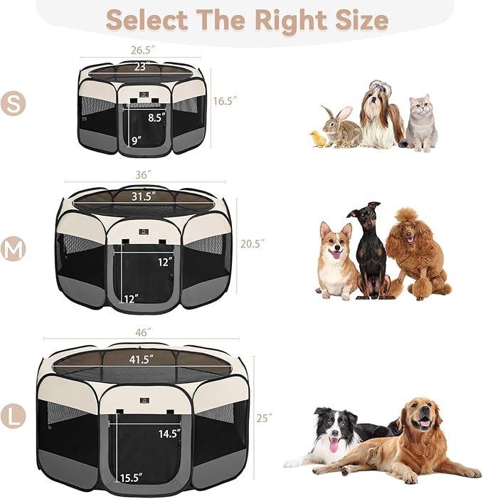 A4Pet Cat Playpen, 39.5” Pop Up Dog Playpen with Bowl, Suitable for Puppies, Kittens, and Small Animals, Removable Zipper &amp; Mesh Panel(16”W × 10”H)