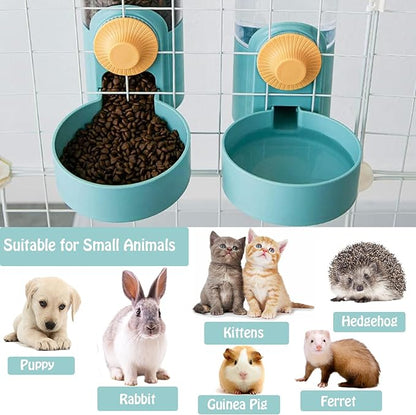 Hanging Automatic Rabbit Food Water Dispenser, Auto Dog Kennel Water Dispenser 35OZ Gravity Bunny Feeder, Dog Cage &amp; Crate Water Dispenser for Rabbit Guinea Pig Hedgehog Ferret Kitty Puppy