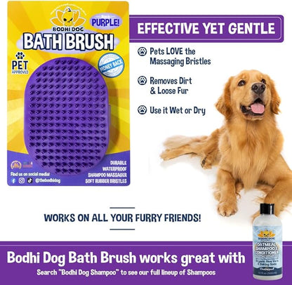 Bodhi Dog Shampoo Brush - Pet Grooming &amp; Bath Supplies for Dogs and Cats - Bath Brush for Long &amp; Short Hair - Premium Scrubber for Shower, Bathing &amp; Massage (One Pack, Purple)