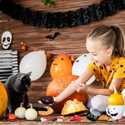 LOMIMOS 6Pcs Halloween Catnip Toys,Cat Toys Chew Bite Plush Toy with Crinkle Paper Kitten Pumpkin Spider Bat Knife for Indoor Interactive Play &amp; Exercise