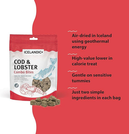 Icelandic+ Cod &amp; Lobster Combo Bites Dog Treat 3.0-oz Bag