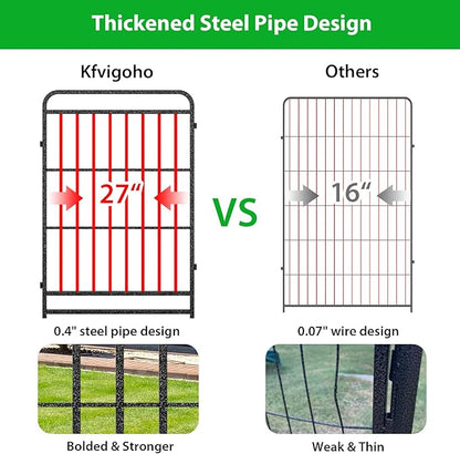 Dog Playpen Outdoor 32 Panels Heavy Duty Dog Fence 40" Height with Thick Pipe Anti-Rust with Doors Portable for RV Camping Yard, Total 71FT, 406 Sq.ft, Snowy Black