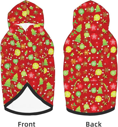 Christmas Tree Print Hoodie,Christmas Cosplay Dog Clothes with Pocket and Hat Winter Clothes Sweaters Large