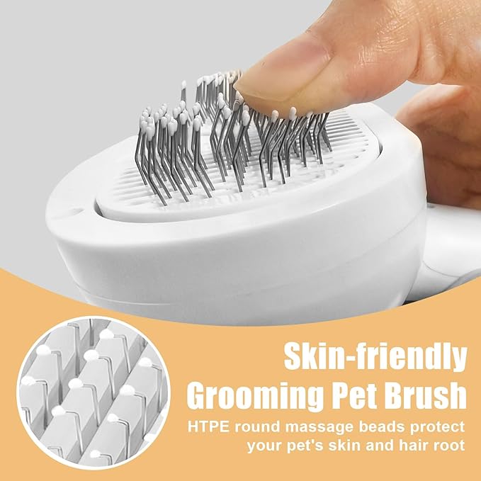 Cat Steam Brush for Shedding, Pet Steam Brush for Dog with Release Button,Anti-Static Pet Spray Hair Removal Comb,Cat Spray Comb for Long &amp; Short Haired Pets,White