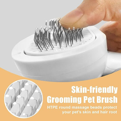 Cat Steam Brush for Shedding, Pet Steam Brush for Dog with Release Button,Anti-Static Pet Spray Hair Removal Comb,Cat Spray Comb for Long &amp; Short Haired Pets,White