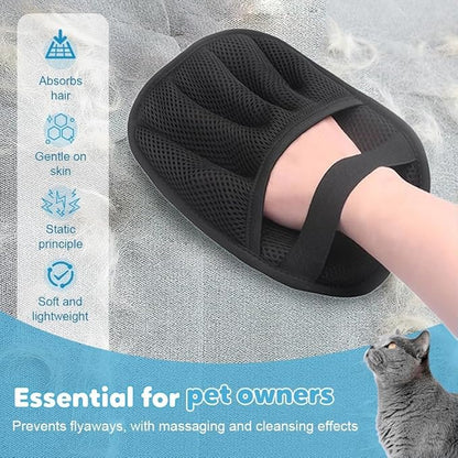 Pet Hair Remover Glove, 2025 New Pet Hair Removal Glove, Upgrade Efficient Grooming Gloves for Pet Hair, Reusable Cat Dog Grooming Gloves Pet Hair, Remover Electrostatic Gloves, for Cats &amp; Dogs