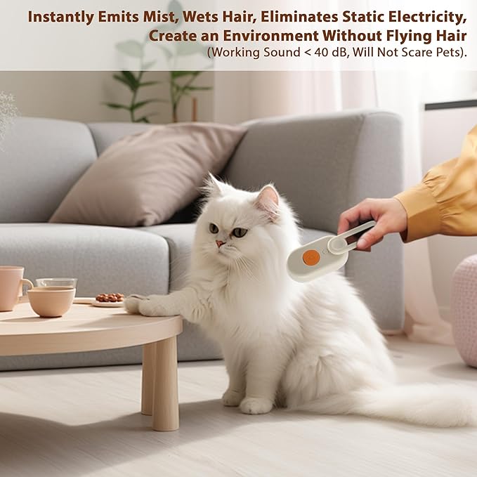 4 in 1 Cat Steam Brush, Rechargeable Steam Brush for Cats and Dogs, Anti-Static Cat Spray Brushes, Massage, Cleaning, Shedding &amp; Combing All In One! Beige