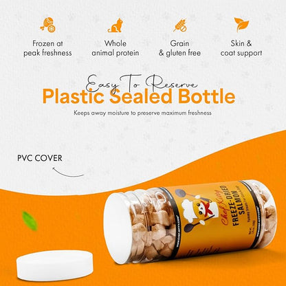 Freeze-Dried Salmon Treats for Cats &amp; Dogs – 100% Wild Caught, Single Ingredient, High-Protein, Healthy Snack – No Additives or Preservatives – 1.4oz - Inspected &amp; Tested in USA