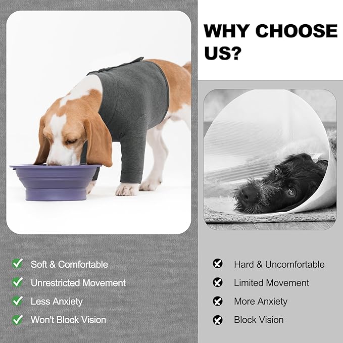 IDOMIK Dog Recovery Suit, Dog Surgery Recovery Suit Front Legs, Comfy Joint Leg Sleeves After Surgery, Elbow Braces Protector for Leg Injuries &amp; Joint Pain, Cone Collar Alternatives,Grey,S