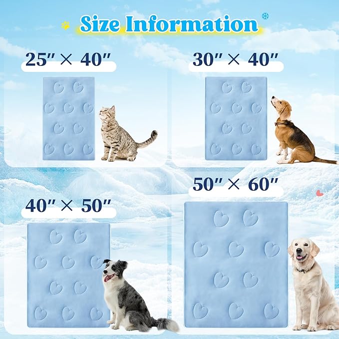 Cooling Blanket for Dogs, Lightweight &amp; Durable Dog Cooling Mat, Q-MAX>0.45 Soft Breathable Pets Comforter for Couch, Bed &amp; Car Essential - Light Blue 40x50 Inches