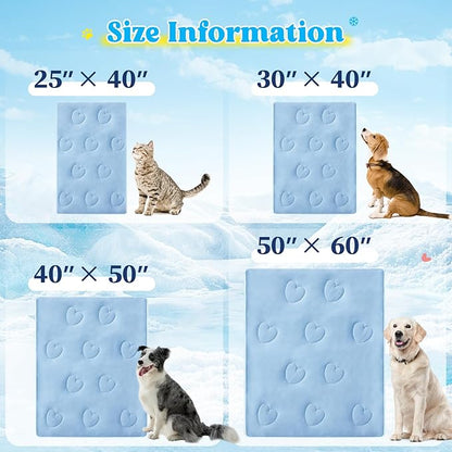 Cooling Blanket for Dogs, Lightweight &amp; Durable Dog Cooling Mat, Q-MAX>0.45 Soft Breathable Pets Comforter for Couch, Bed &amp; Car Essential - Light Blue 50x60 Inches