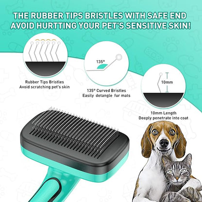 Dog Brush for Shedding Short Long Haired Cats, 5 in 1 Pet Grooming Kit for Small Medium &amp; Large Animals. Removes Loose Fur, Mats, Tangled. Easy Cleaning. Undercoat Rake + Steam Brush Included